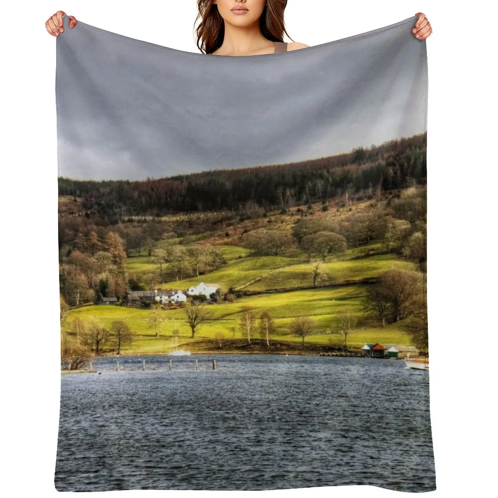 

Coniston Water Throw Blanket Luxury Thicken bed plaid Soft Plush Plaid Personalized Gift Blankets