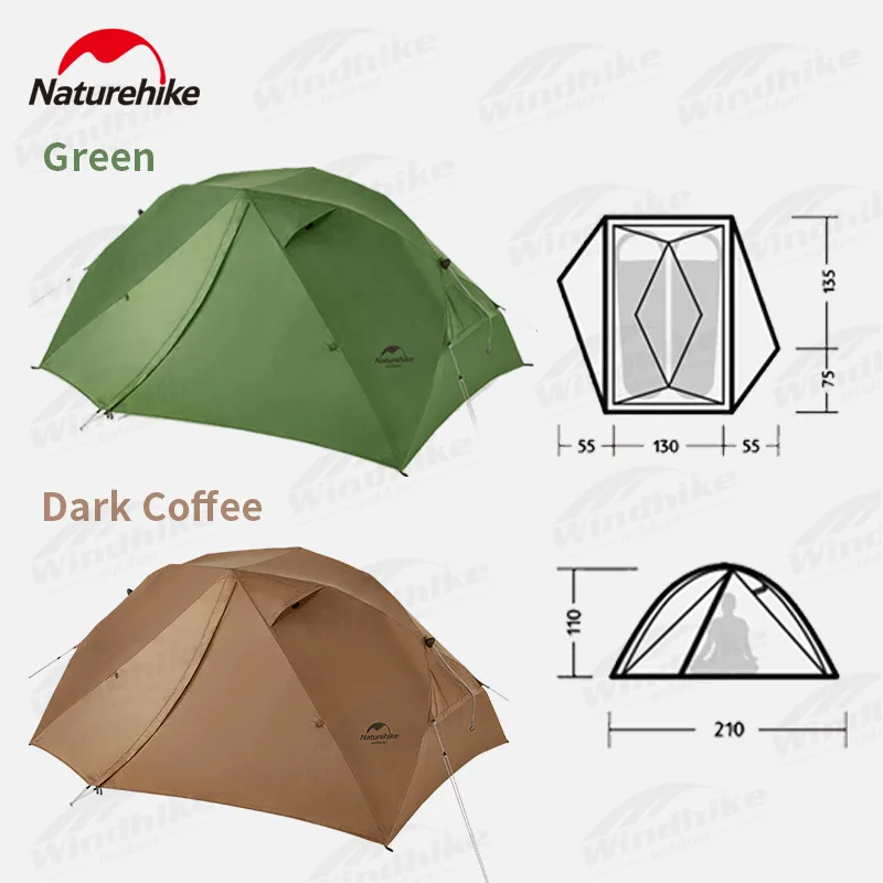 Imagem -04 - Naturehike-canyon 2p Portátil Tenda de Abertura Rápida 210t Barraca de Acampamento Windproof Portas Respirável 3.3kg Não há Necessidade de Construir