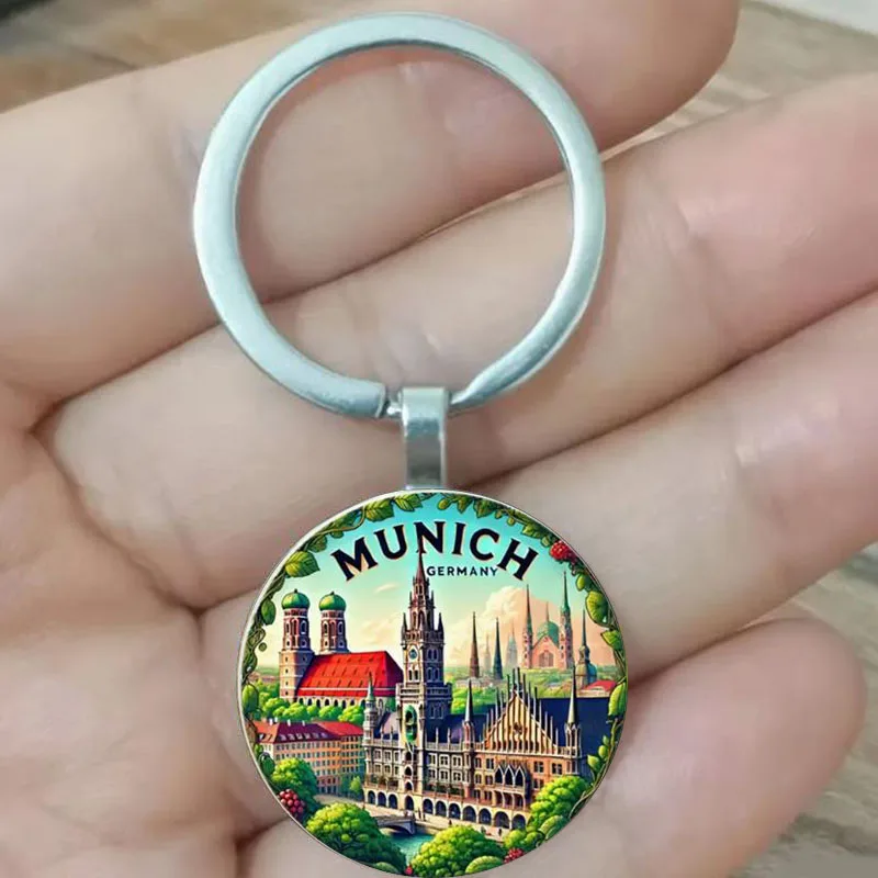 

Souvenirs Munich Germany - Retro Bavarian architecture, lightweight souvenirs for keys, bags, and cars - Ideal Munich gifts for