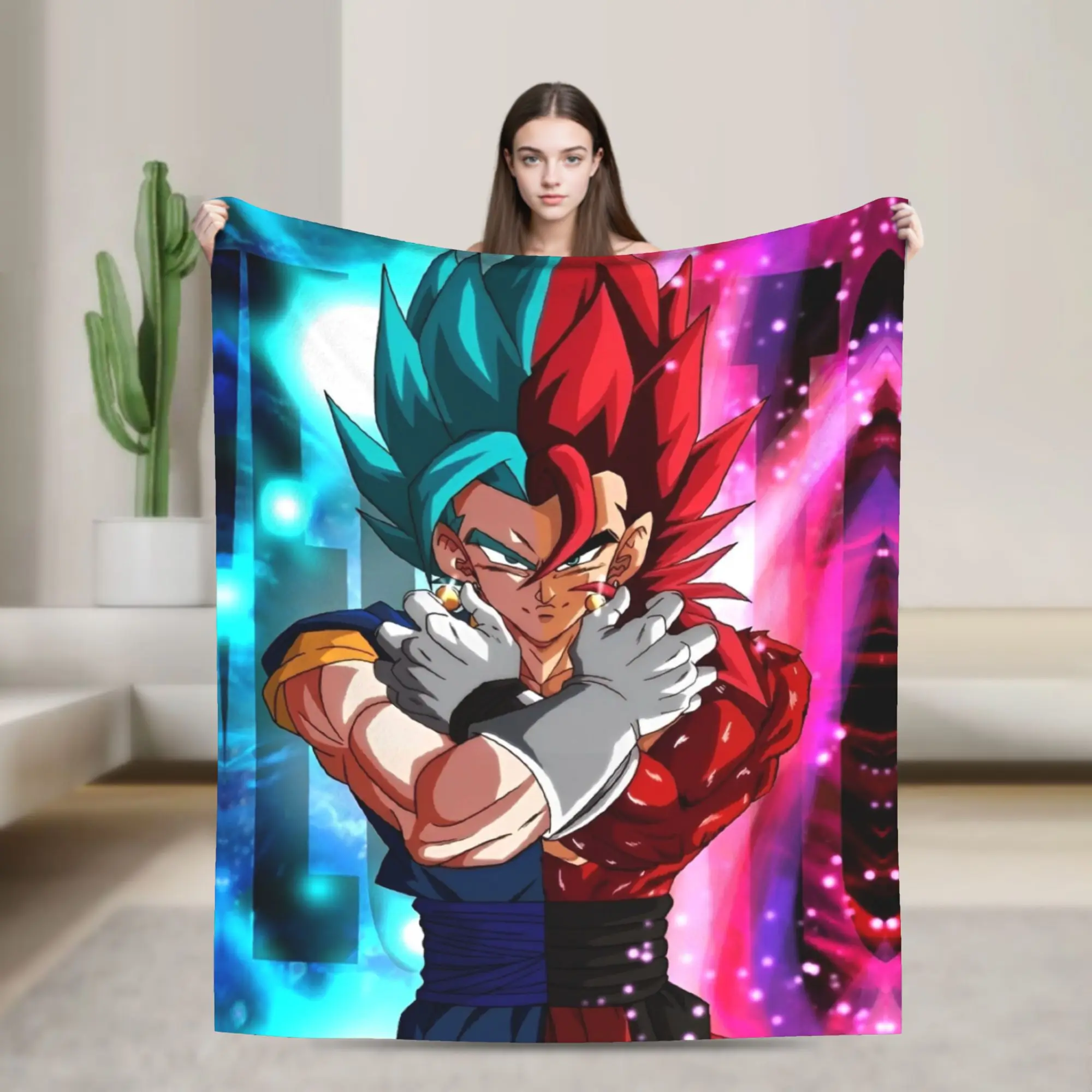 

Плед из шерсти в стиле японского аниме Dragon Ball Z, винтажный, теплый, для летнего использования