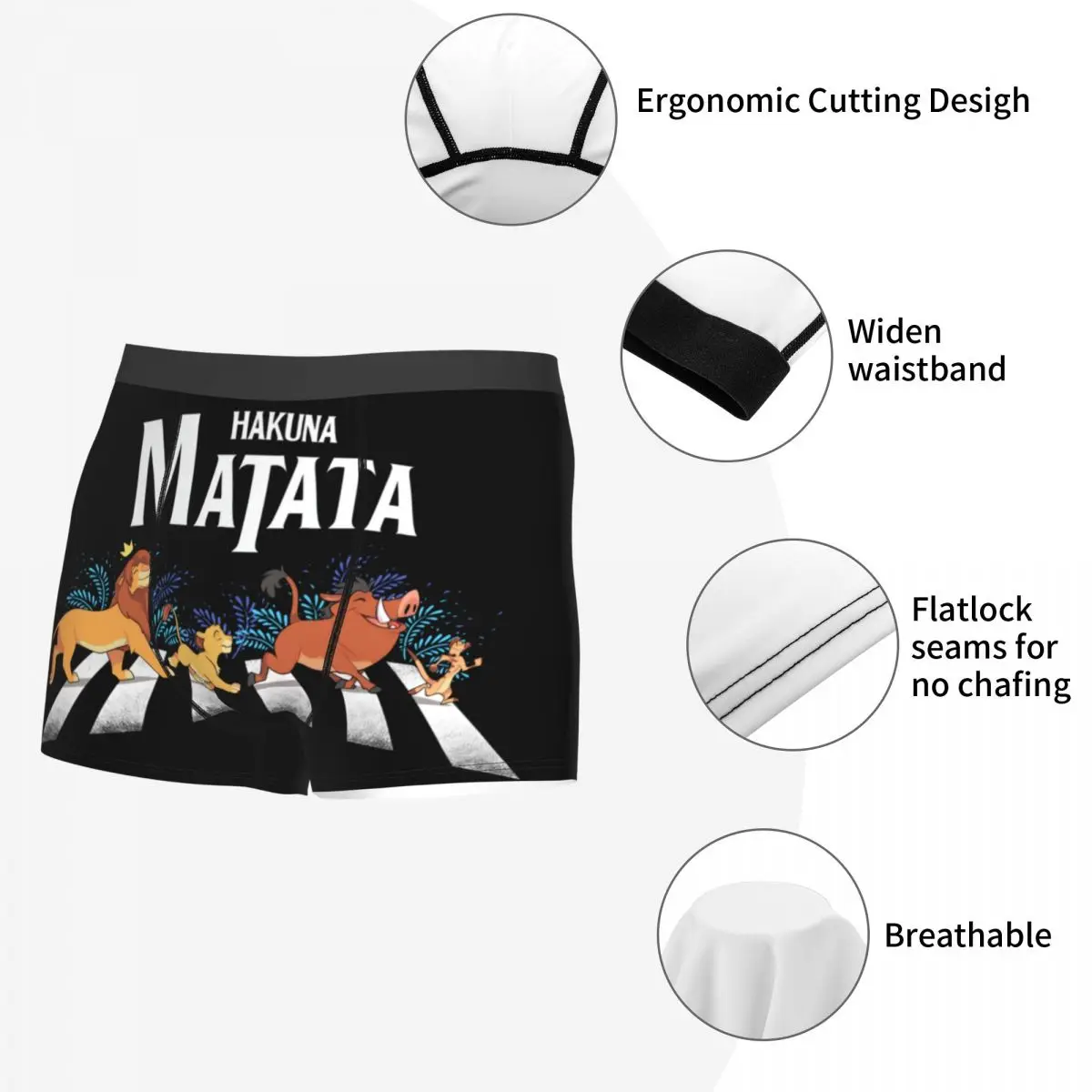 Custom Hakuna Matata Cartoon Fan Boxers Shorts Panties Male Underpants Stretch Funny Animal Film The Lion King Briefs Underwear