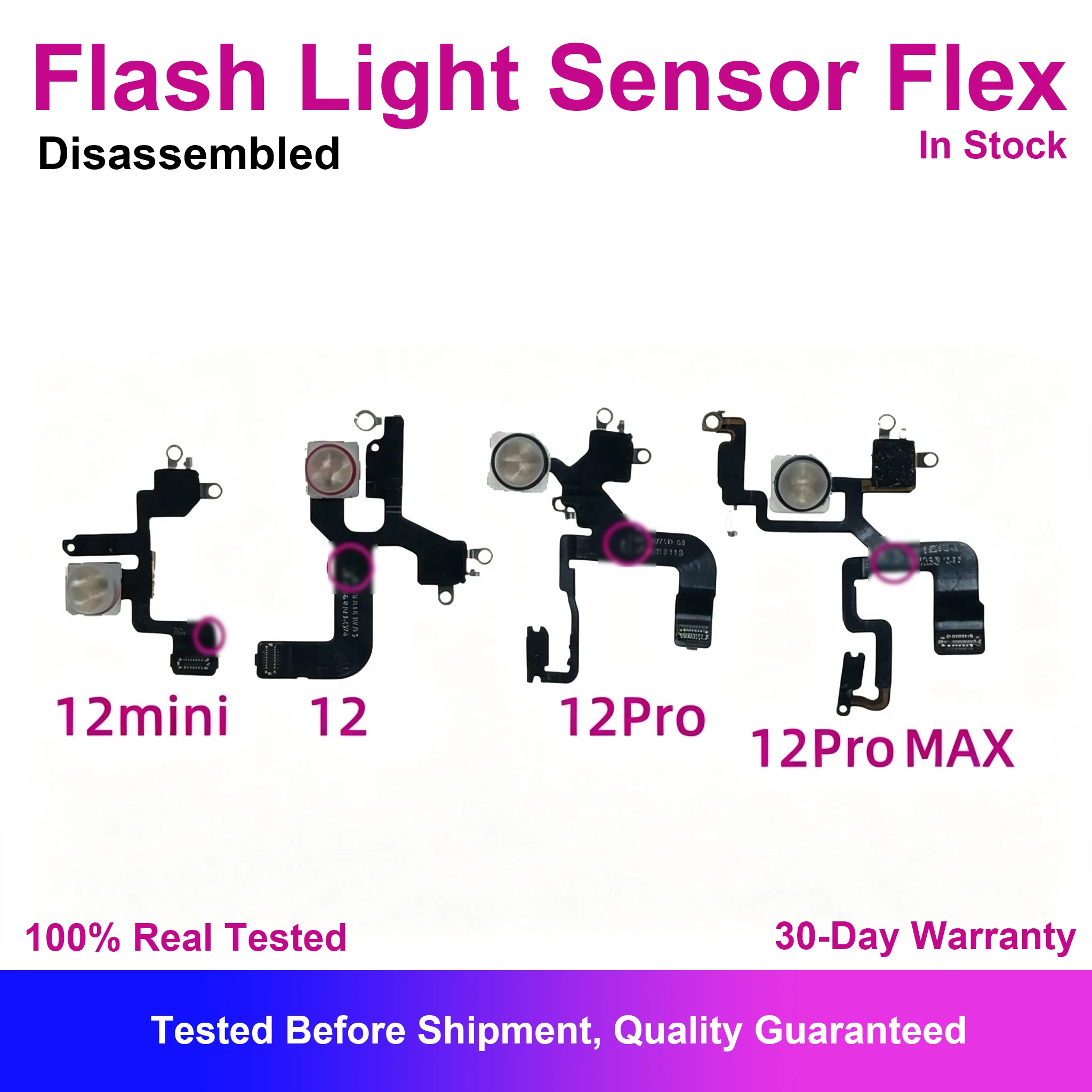 Flash Light Sensor Flex Cable For iPhone 12 mini Pro Max LED Proximity With Back Rear Microphone Distance Replacement Parts