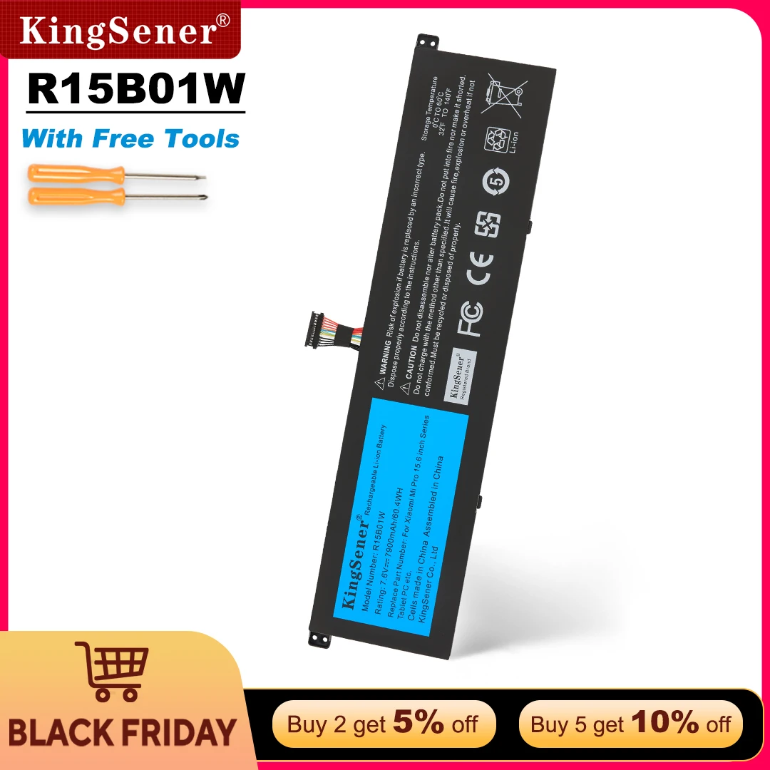 

KingSener R15B01W Аккумулятор для ноутбука Xiaomi Pro 15,6 дюймов серии TM1701 171501 -AQ TM1707 Ноутбук 7900 мАч/60,4 Втч Бесплатные инструменты
