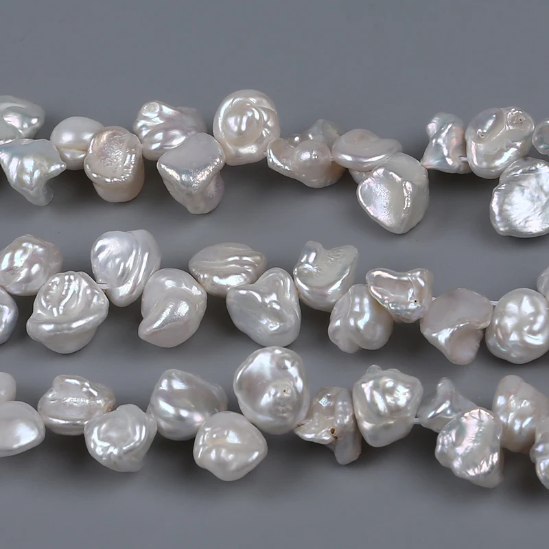 9-10mm White Cultured Freshwater Baroque Pearl Beads Reborn Keshi Pearl Loose Natural