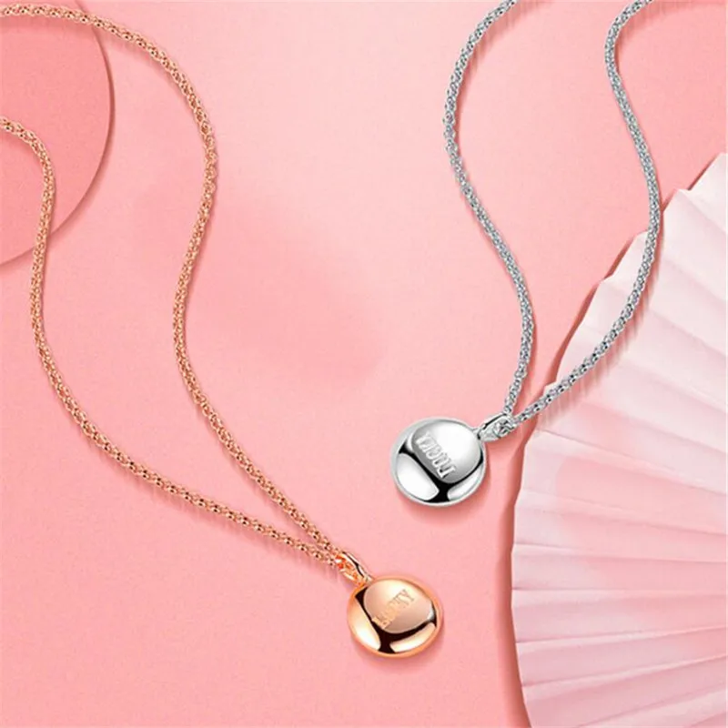 موضة جديدة بسيطة محظوظ الذهب الفول 925 فضة مجوهرات مزاجه رسائل البازلاء سلسلة الترقوة قلادة القلائد TYB019