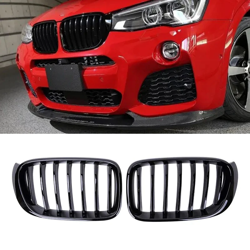 

Car Front Bumper Grill Grille Trim Strip Cover Kidney Single Line Slat Racing Grills Gloss Black For BMW X3 X4 F25 F26 2014-2017