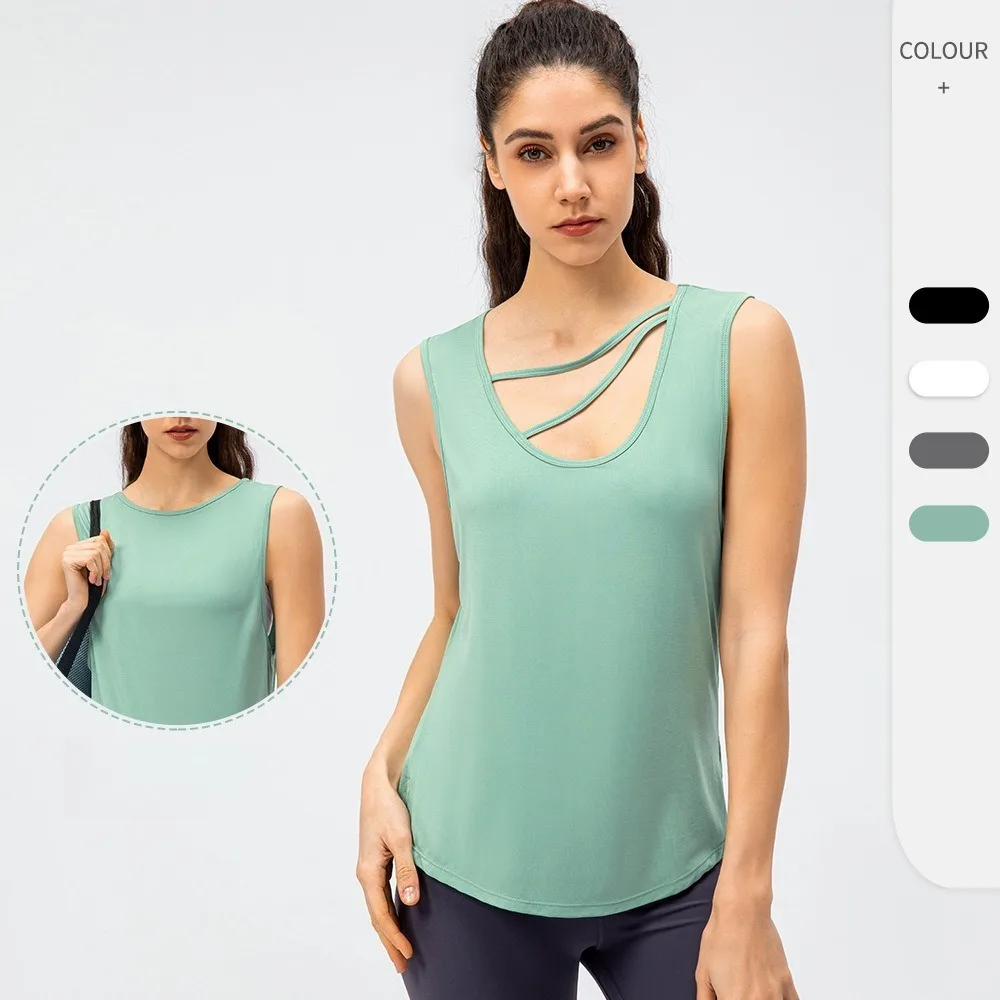 Women Loose Yoga Tank Top Sleeveless Breathable Quick Dry T-shirt Casual Running Fitness Sports Vest Tops