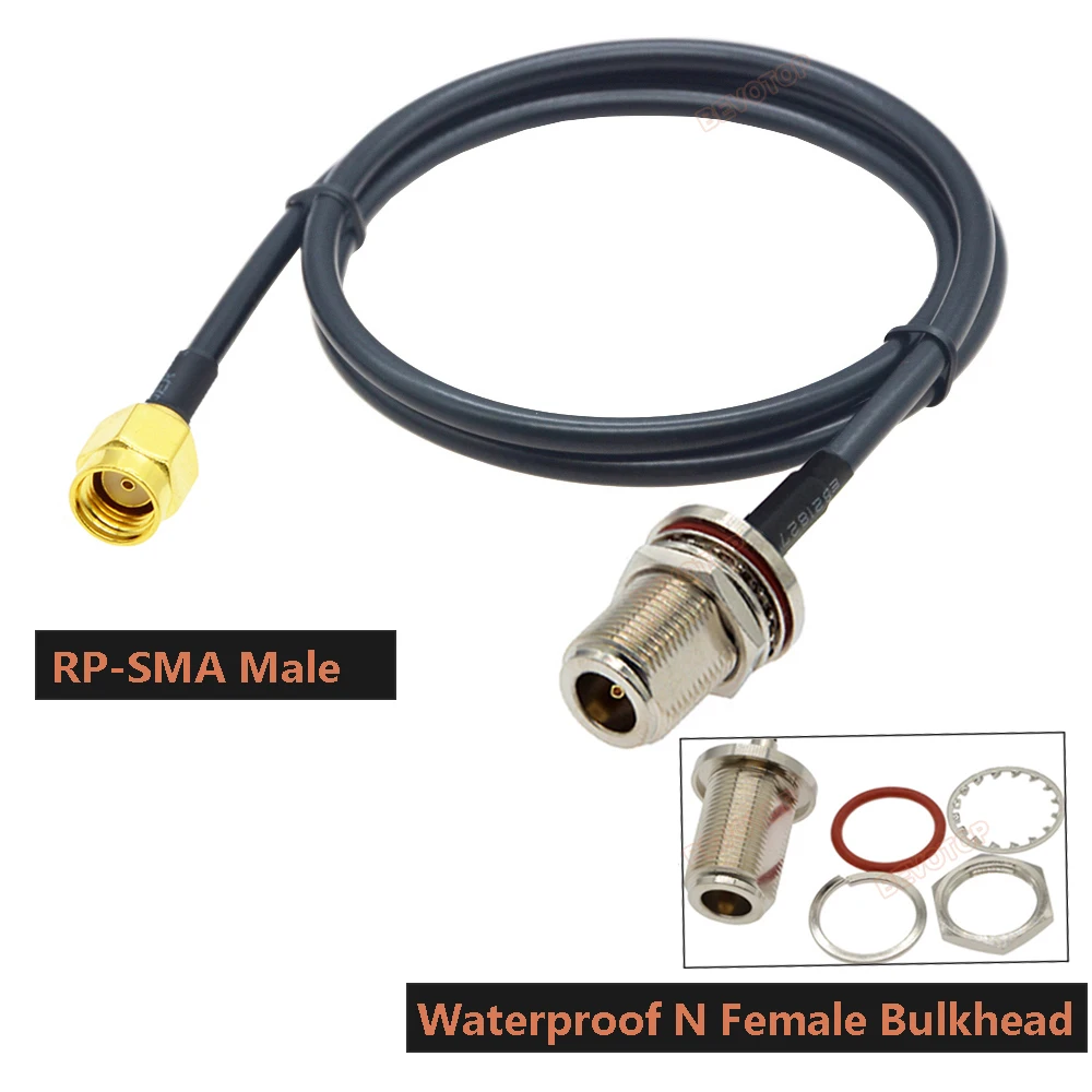 1PCS RG58 Kabel Waterdicht N Vrouwelijke Schot naar SMA/RP-SMA Mannelijke Vrouwelijke RF Coax Pigtail 3G 4G 5G LTE Antenne Extension Jumper