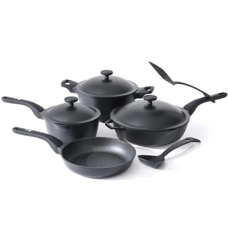 1TSP 13 قطعة مجموعة تجهيزات المطابخ أواني ومقالي غير لاصقة للطهي اليومي تقنية RockTec تمنع الالتصاق والتزييف متينة He #1