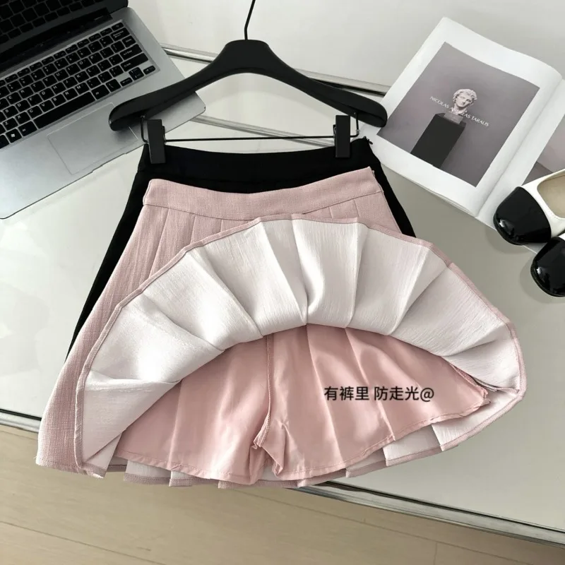 French Vest Pleated Skirt Two-piece Set Women V-neck Sleeveless Single Breasted Temperament Spicy Girl Solid Slim Summer Suit