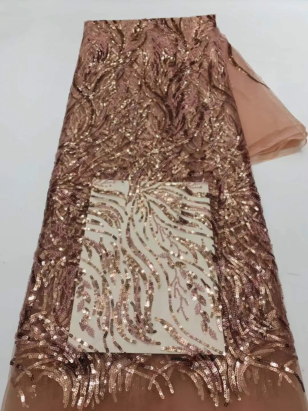 Nigerian Luxury Sequins Net Lace Fabric High Quality African Tulle Lace Fabric French For Women Wedding Party Dress Sewing-XX