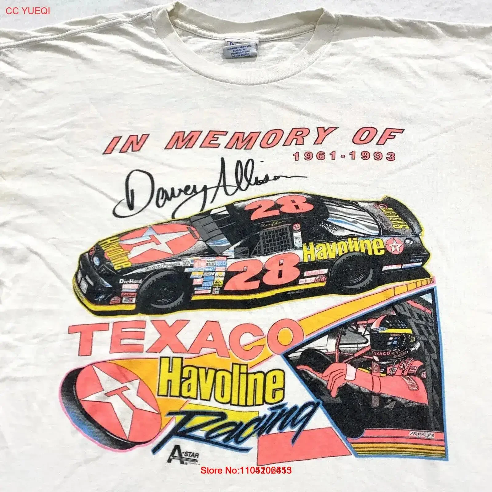 

vintage 90s DAVEY ALLISON TEXACO HAVOLINE RACING MEMORIAL T Shirt XL soft vintage Washed homme Stylish Breathable Soft
