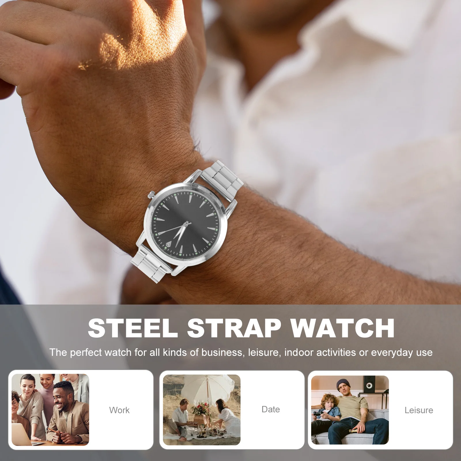 

Men's Watch Stylish Male Wristwatch Steel Strap Business Casual Wrist Watch Luminous Design Accurate Timekeeping Comfortable