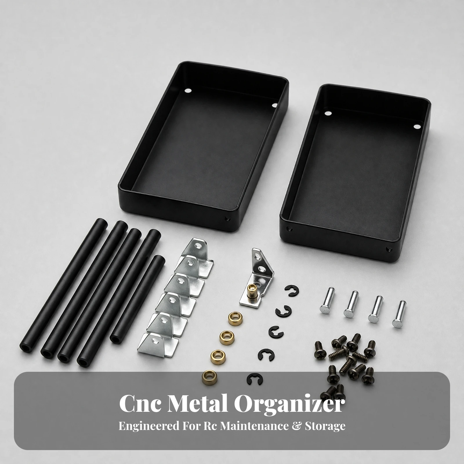 RC Crawler Accessory Space-Saving Two-Tier Metal Tool Cart for Hobby Workbenches, Trail-Side Detailing