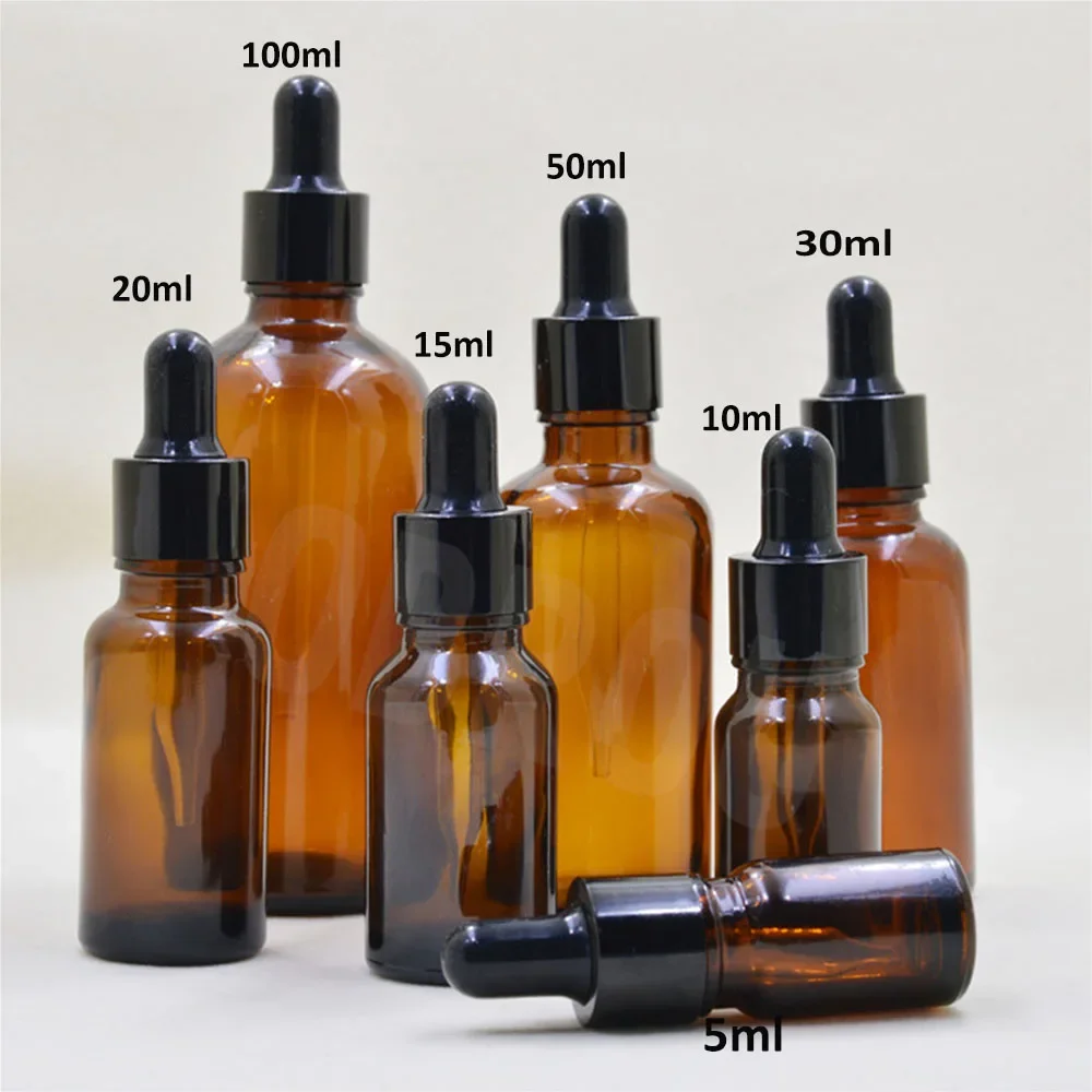 Bouteille en verre Levpper, 10ml, 15ml, 20ml, 30ml, 50ml, clair, ambre, noir, parfum, huile essentielle, cosmétique, vente en gros, 50 pièces