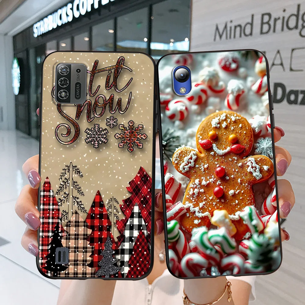 Black Tpu Case For ZTE blade A3 A5 A7 2019 A31 lite plus A51 A71 A7S V2020 L210 L8 smart vita 2022 v30 Romantic Christmas