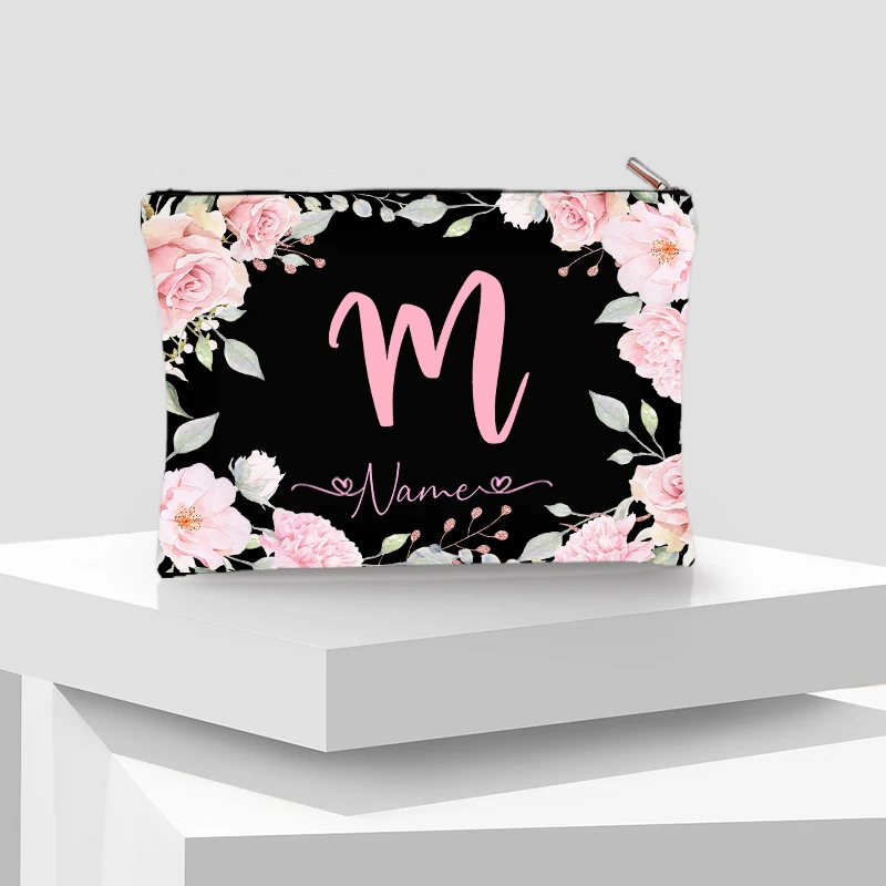 Personalização floral Make Up Bag para Mulheres, Cosméticos de luxo Organizador Clutch, Glamorous Kits Viagem WC, Vanity Case