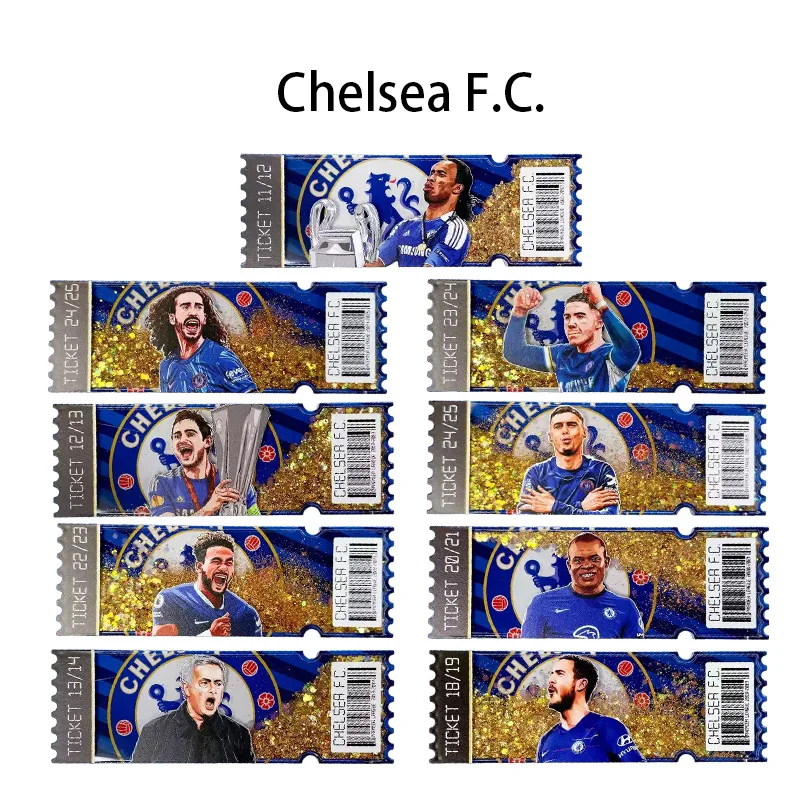 

Chelsea Drogba Enzo Cole Palmer Messi Neymar Football Star Quicksand Stub Cards Magnetic Fridge Magnet Birthday Gift Collection