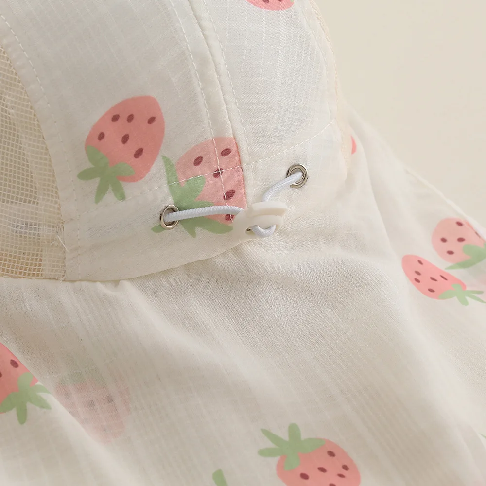 Summer Baby Beach Hat Outdoor Breathable Mesh Sun Visor Cap for Kids Boy Girl Cute Print Neck Protection Shawl Hats view 5