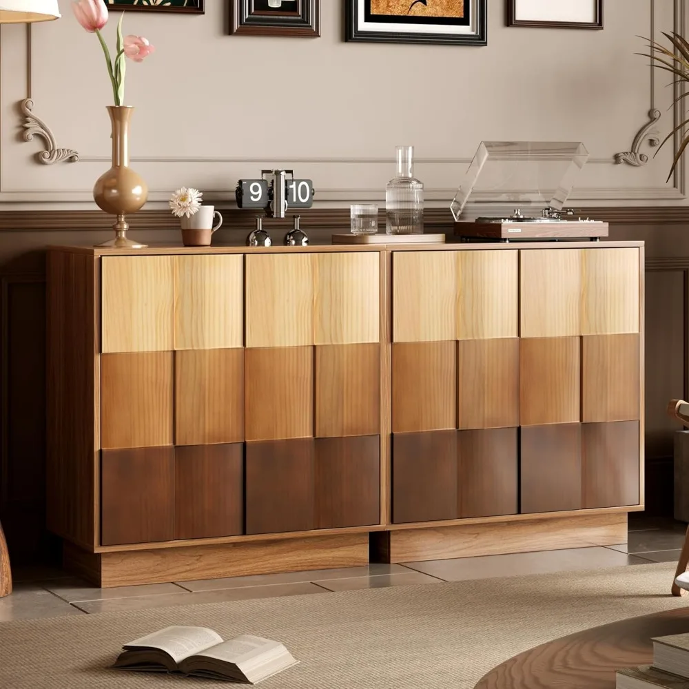 

Sideboard Buffet Cabinet with Solid Wood Doors, 30" Kitchen Storage Cabinet with Adjustable Shelf Support 50kg for Dining Living
