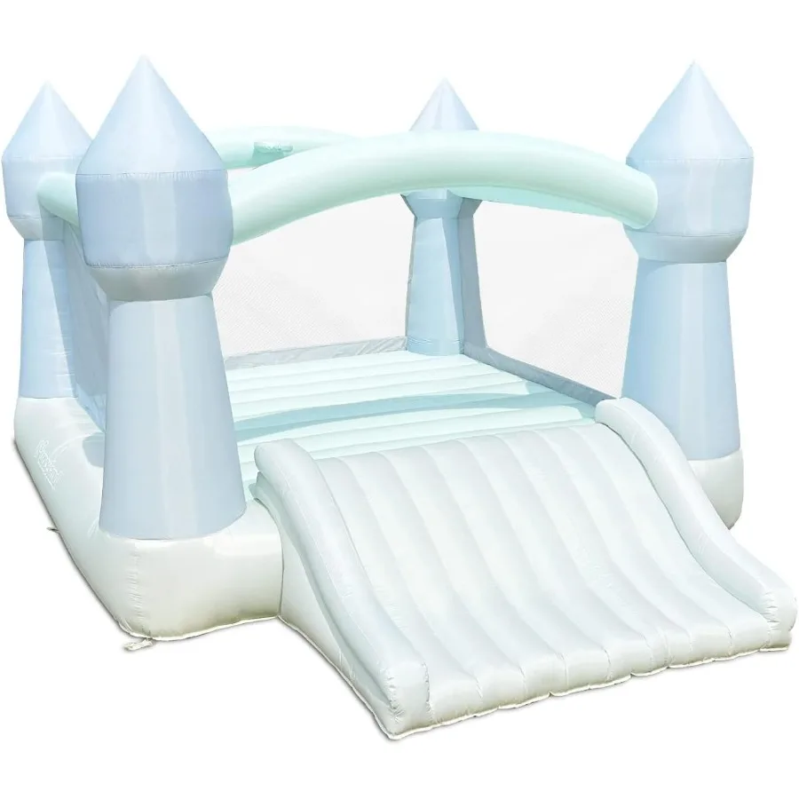 

Bounceland Party Castle Daydreamer Mist Bounce House [No Blower] 16.4 ft L x 13.1 ft W x 9.3 ft H Basketball Hoop Trendy Pastel