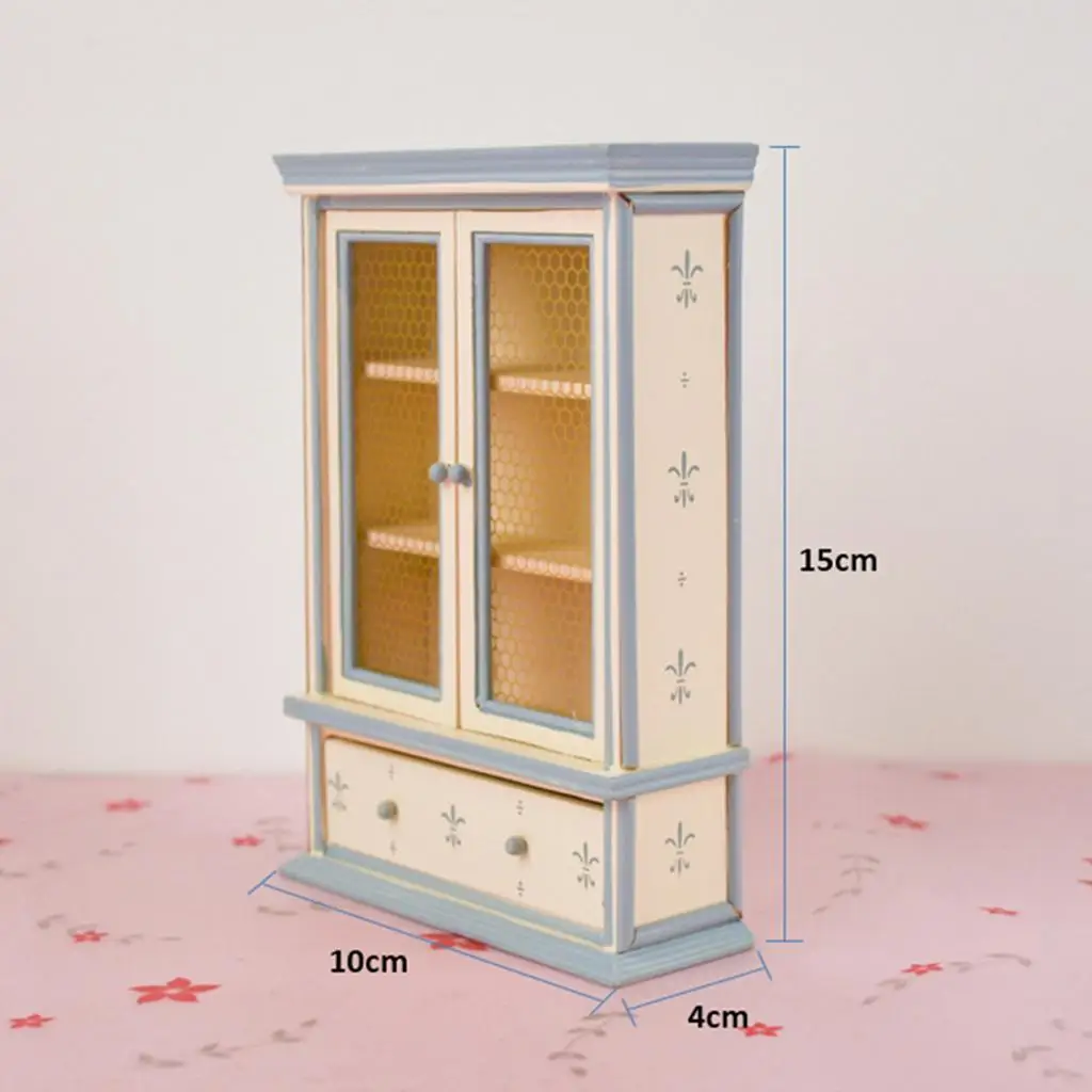 12th Dolls House Miniature Wooden Cabinet with Drawer Life Scenes Ornaments