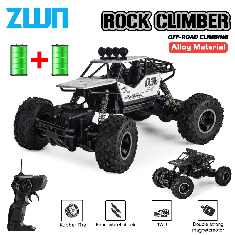 ZWN 1:12/1:16 4WD RC coche con luces Led 2,4G coches de Control remoto por Radio Buggy 4X4 camiones de Control todoterreno juguetes para niños regalos