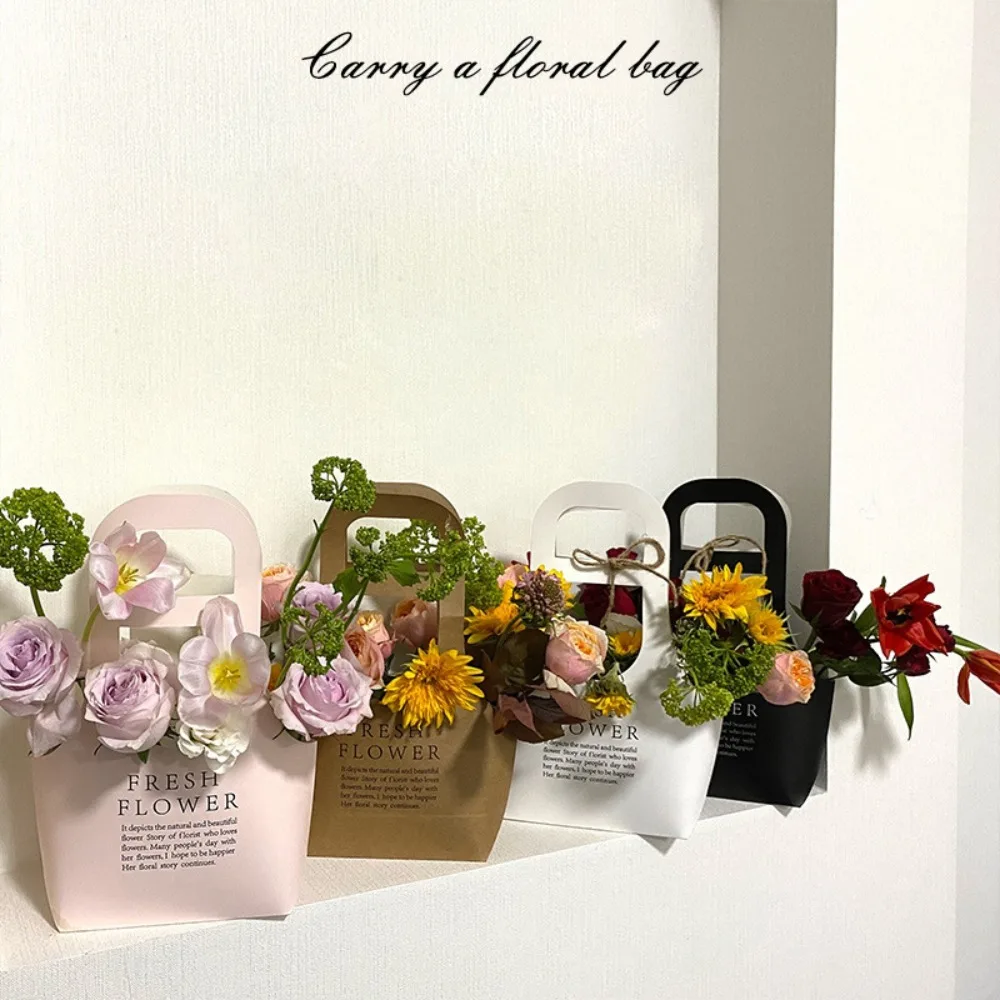 New Party Flower Box Wedding Kraft Paper Gift Boxes Flower Handbag Bouquet Packaging Bag Handheld Flower Arrangement Bag