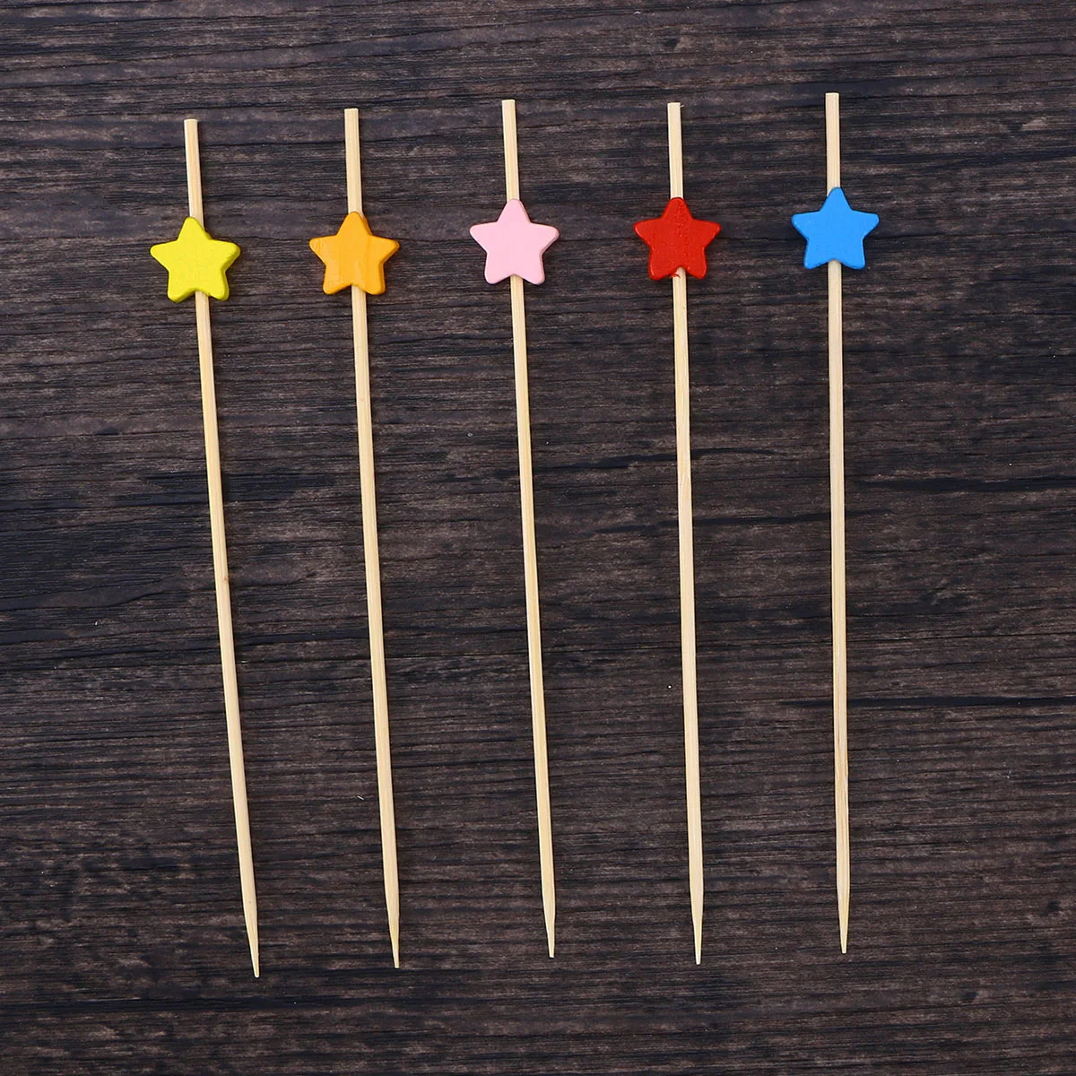 

200 pcs Bamboo Cocktail Picks for Fruit Appetizers Party Supplies H made Pentagram Shape Easy Grip Bar KTV Home Clubs