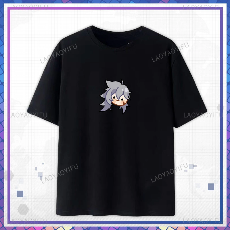 Hot Ganme Genshin Impact T-shirt Cute Head Portrait Lisa Amber Jean Venti Klee Printed Couple\'s Clothes Summer Fashion Soft Tees