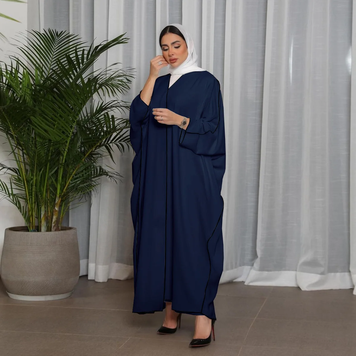 Eid Abaya Abito Donna Cardigan Abito Aperto Abaya Abiti Lunghi Modesti Musulmano Jalabiya Marocco Dubai Caftano Abiti Ramadan