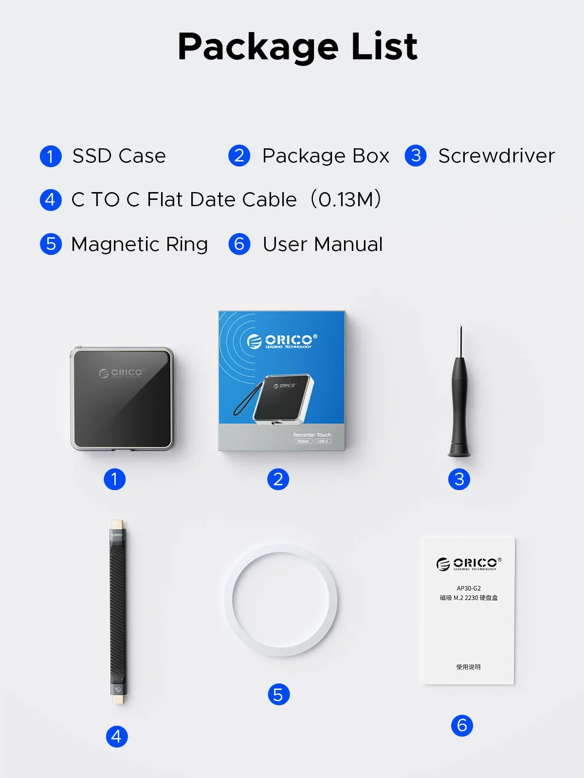 ORICO - Carcasa SSD M.2 NVMe 2230 Full Metal, USB C 3.2 Gen2 Tipo-C de