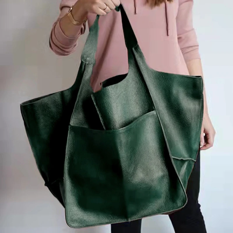 Ladies Single Shoulder Handbags Fashion Casual Soft Large Capacity Tote Luxury PU Bag Retro Big Shopper Purses Bags For Women