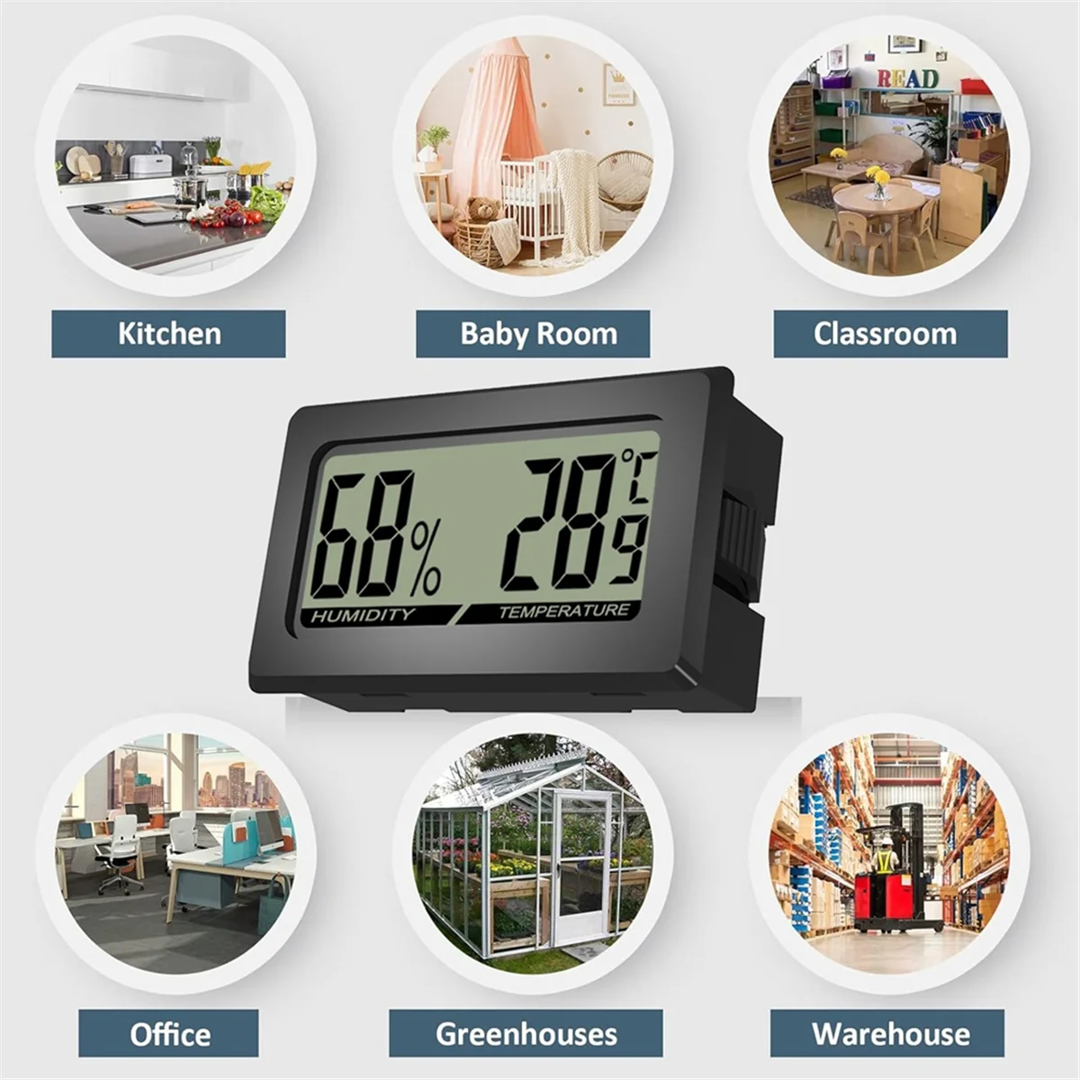 A95G Thermometer Hygrometer Mini LCD Digital Indoor -Hygrometer for Office Baby Room Living Room Refrigerator