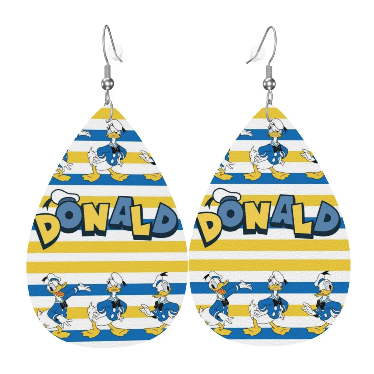 

Custom Drop Dangle Earrings Donald Duck Leather Teardrop Earrings Funny Cartoon PVC Leather for Gifts Dainty Jewelry