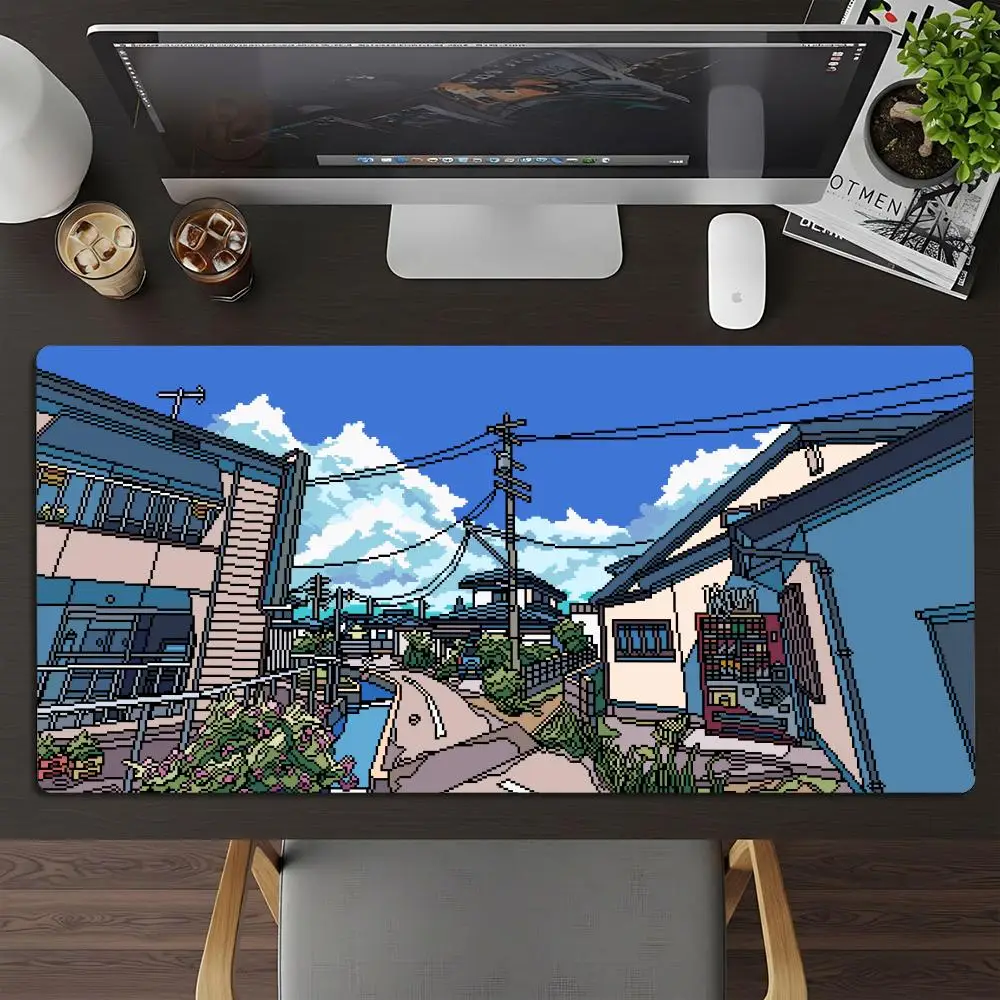 Pixel Fuji Pagoda Mouse Pad Large Overlocked Mousepad NonSlip Desktop Keyboard Mat Retro Game Desk Mat Computer Accessories