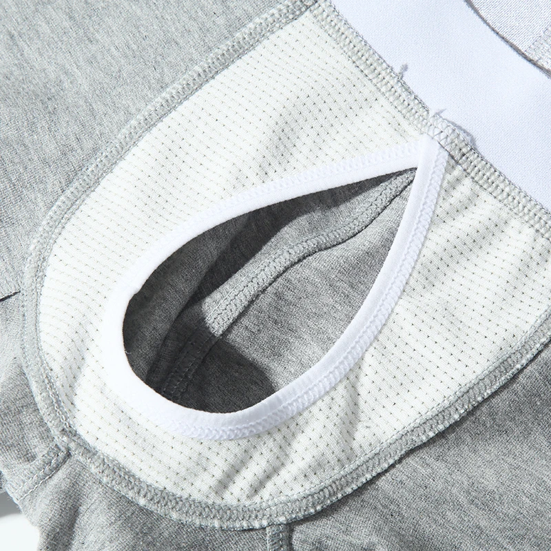 Cotton Underwear Men Boxer Shorts Pouch Bulge Open Crotch Sexy Panties Low Rise Separation Boxershorts Sheer Underpants Male