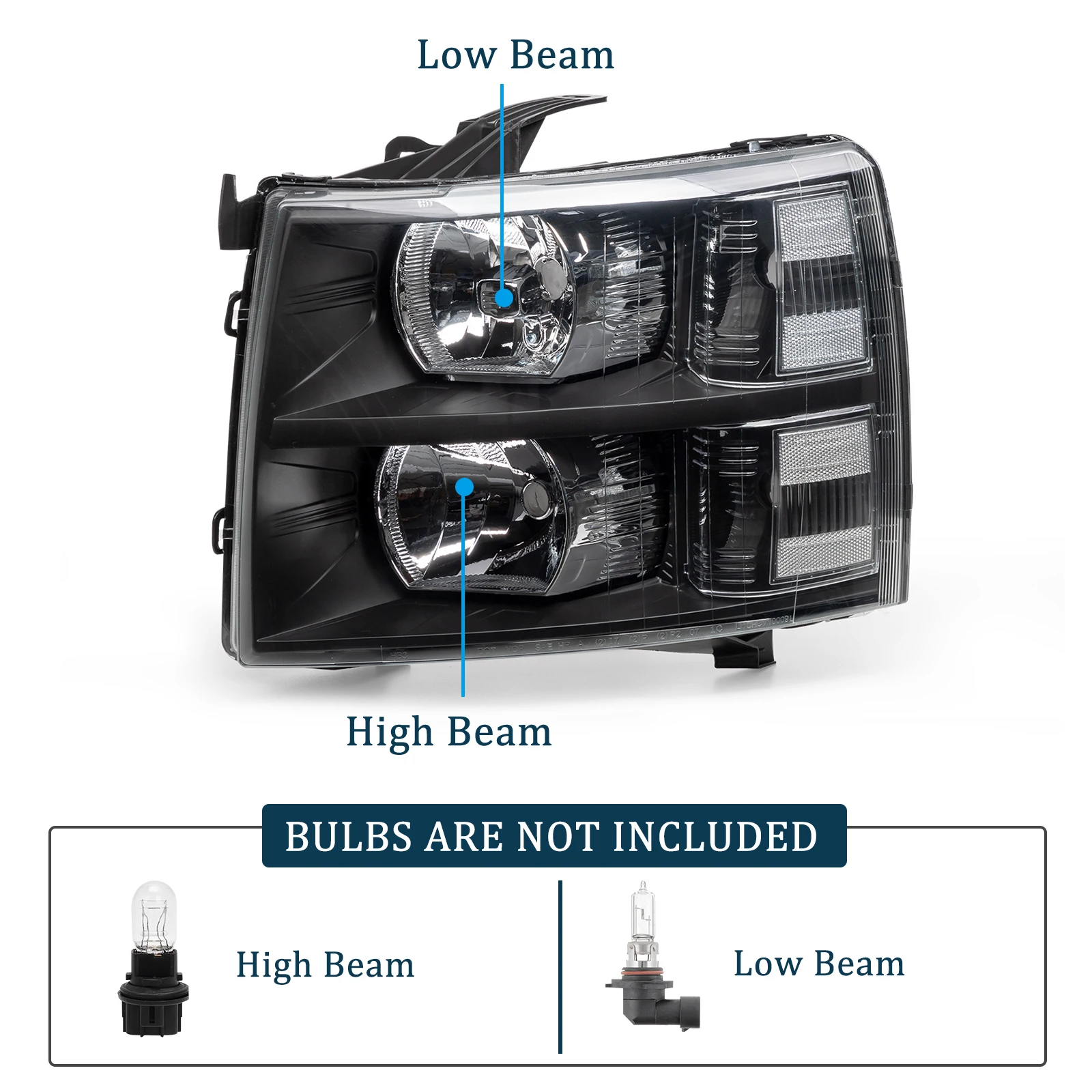 Par De Faros Delanteros Para Chevy Silverado 1500 (07-14) Y 2500HD/3500HD (07-13) – Cromados