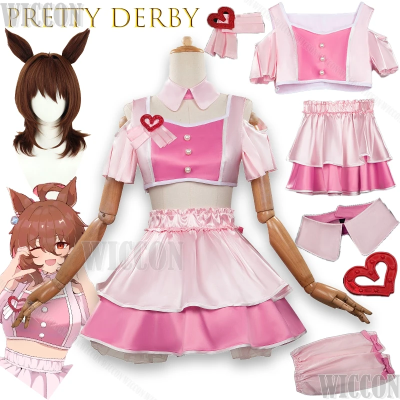 لعبة Umamusume: Pretty Derby Still in Love Cosplay 4.5 Anniversary Pink Dress Team Jersey Wig Woman Halloween Comic Con Festival #1