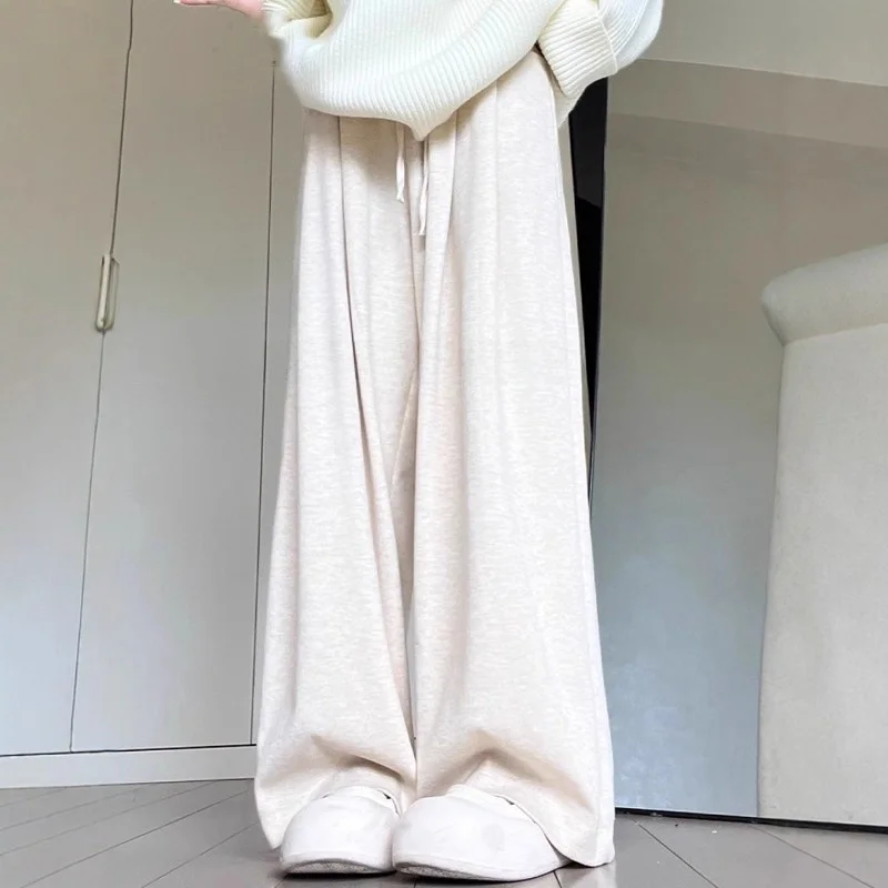 

plus Size Korean Sle Lazy Faion Thiened Fce Wide Leg Casual Pants Men Women Warm Drapey Comfortable Leisure Trousers