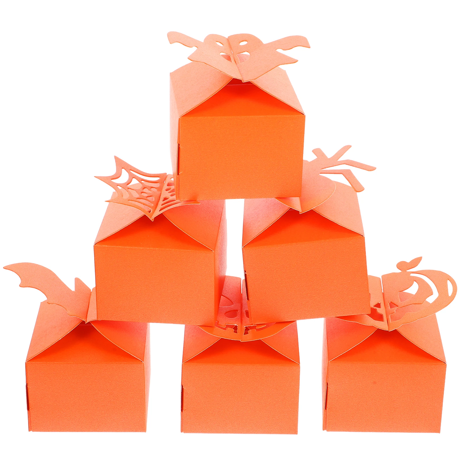 

48 pcs Halloween Candy Boxes Orange Paper Packaging for Party Favors Treats Gifts Dessert Small Size Home Use Decorative