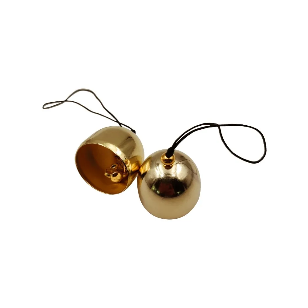 18PCS Pleasant Sound Vintage Golden Hanging Bells With Hanging Rope Round Shape Wind Chimes Metal Bells Outdoor Garden