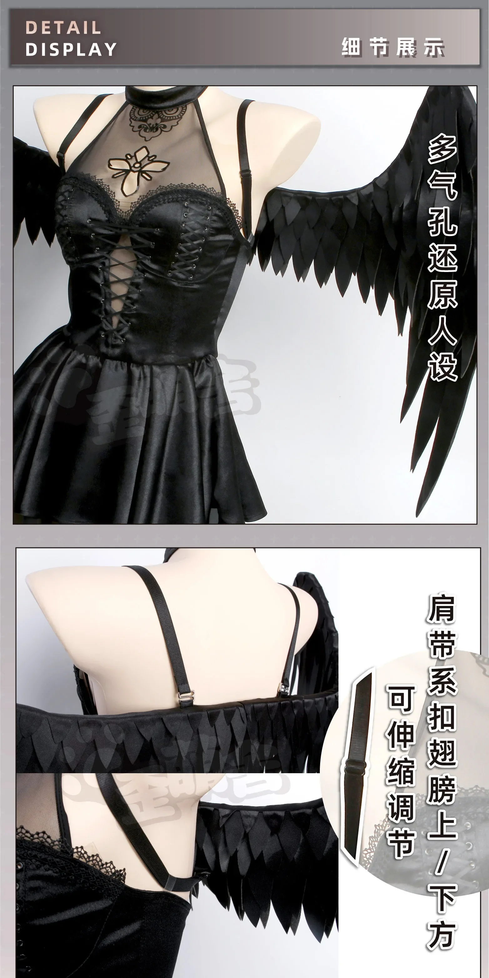 

Rabbit Noel Angel Black Cosplay Costume Anime Game N I K K E Halloween CarnivalChristmas Outfit woman sexy black angel dress