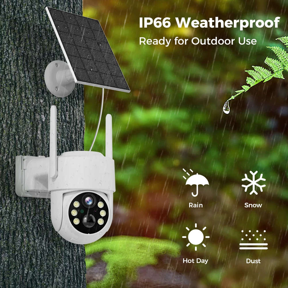 SOVMIKU-cámara Solar 4G de 4MP, videocámara de detección humana PIR, videovigilancia con Panel Solar, batería PTZ, 8000mAh, largo tiempo de espera