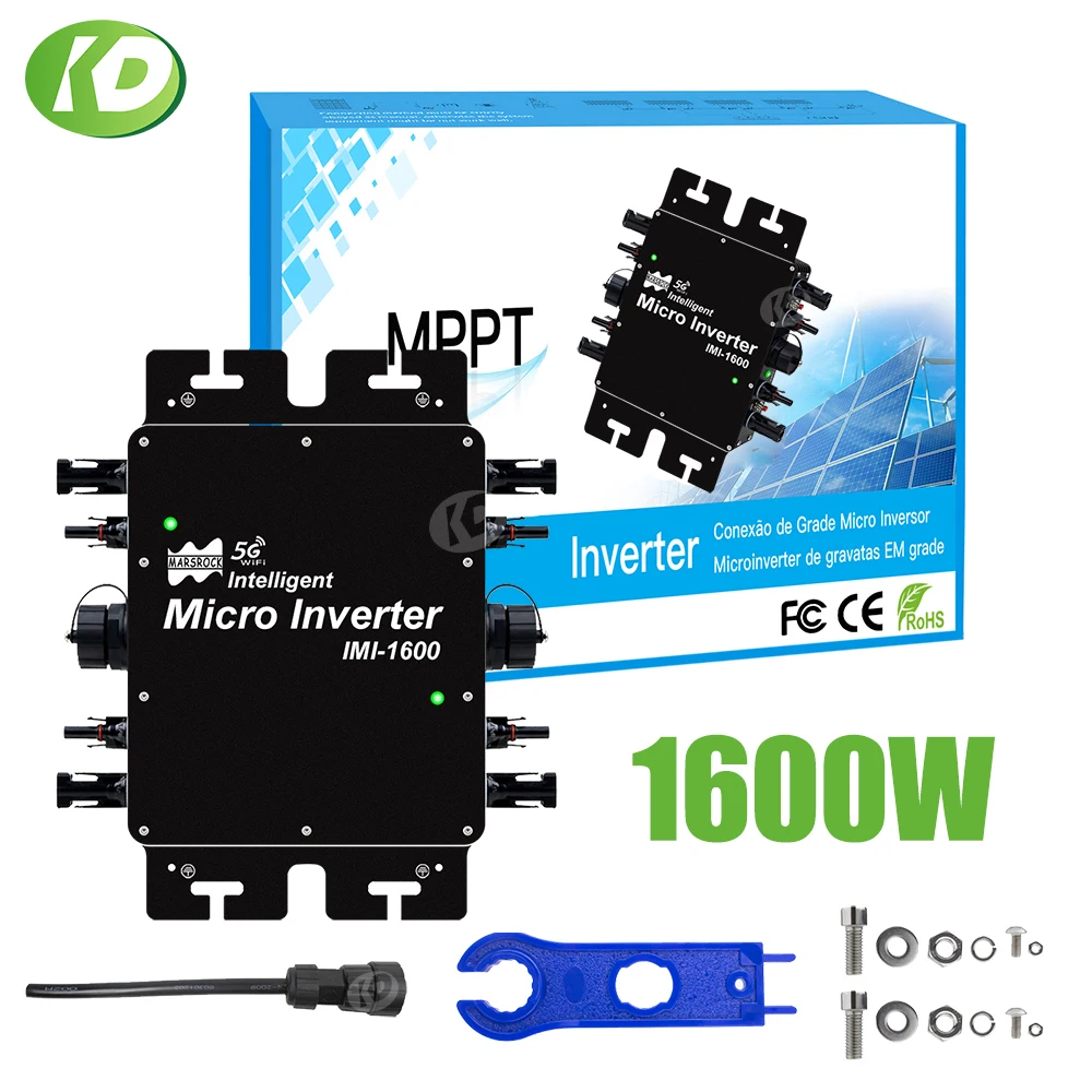 1600W On Grid Solar Inverter MPPT WiFi IP65 Smart Micro Inverter 22-50VDC PV Input For 110V 120V 220V 230V Grid Power System