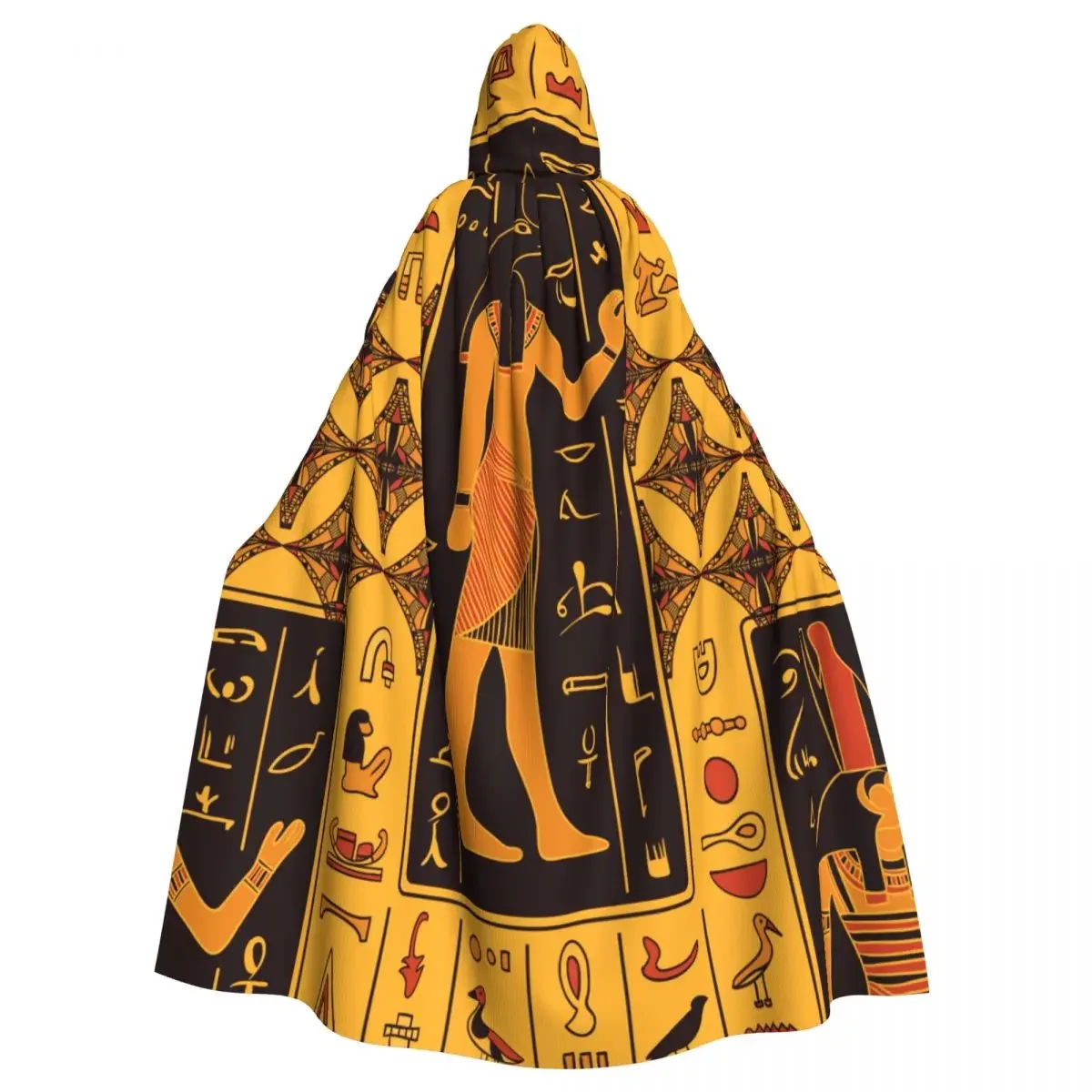 Long Cape Retro Egyptian Gods And Ancient Egyptian Hieroglyphs Illustration Hooded Coat Autumn Hoodies