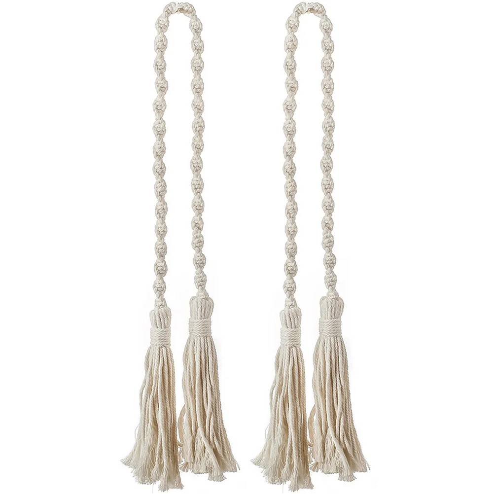 

2Pcs Tassel Tieback Cotton Curtain Tiebacks Hand-Woven Rope for Window Valance Decorative Holdback No Installation Needed