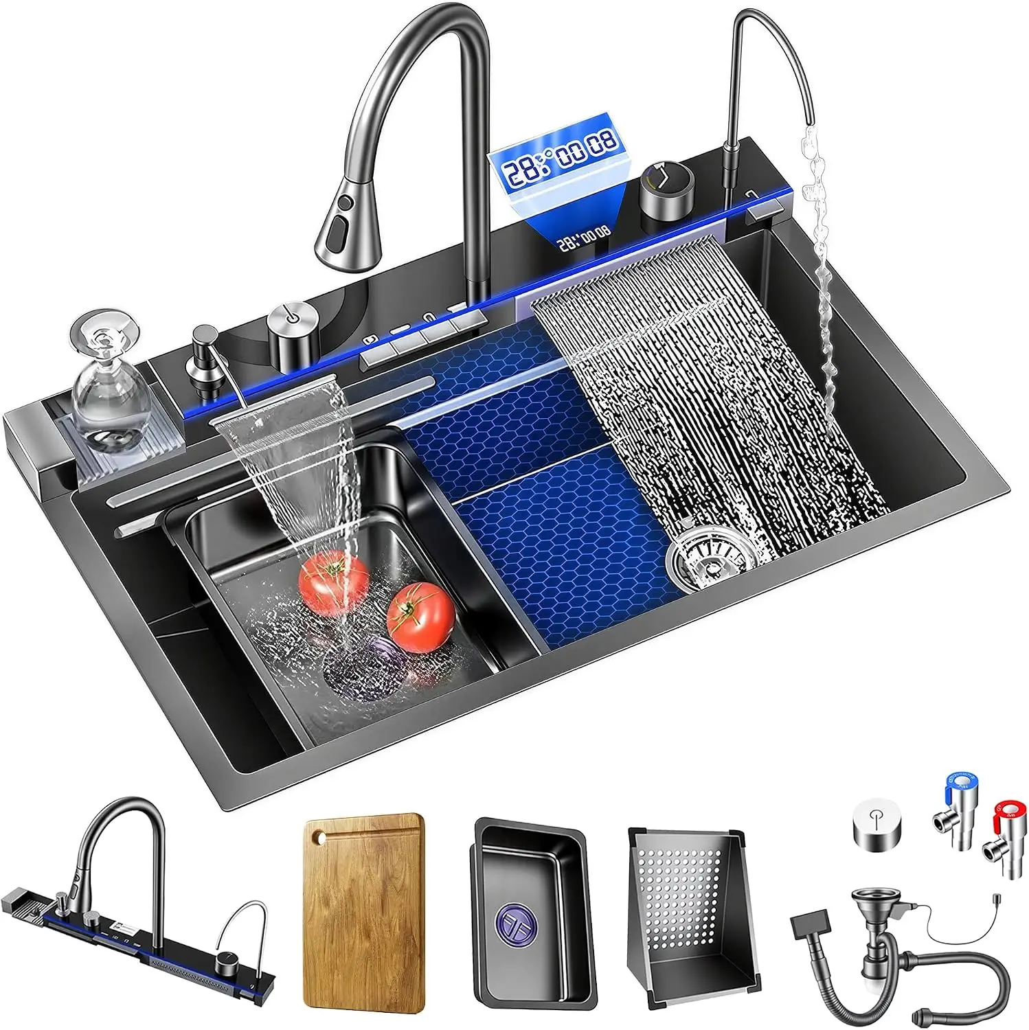 Smart Waterfall Kitchen Sink, 31.5