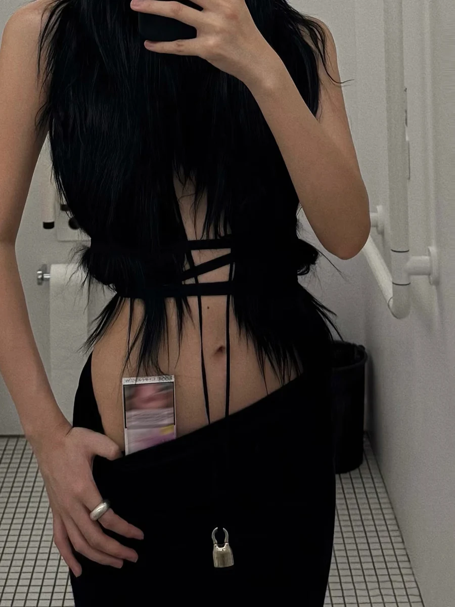 

Сексуальная странная кофта, модная девушка, висящий жилет на пупке, женский жилет с ремешком, модный топ, повседневная домашняя одежда