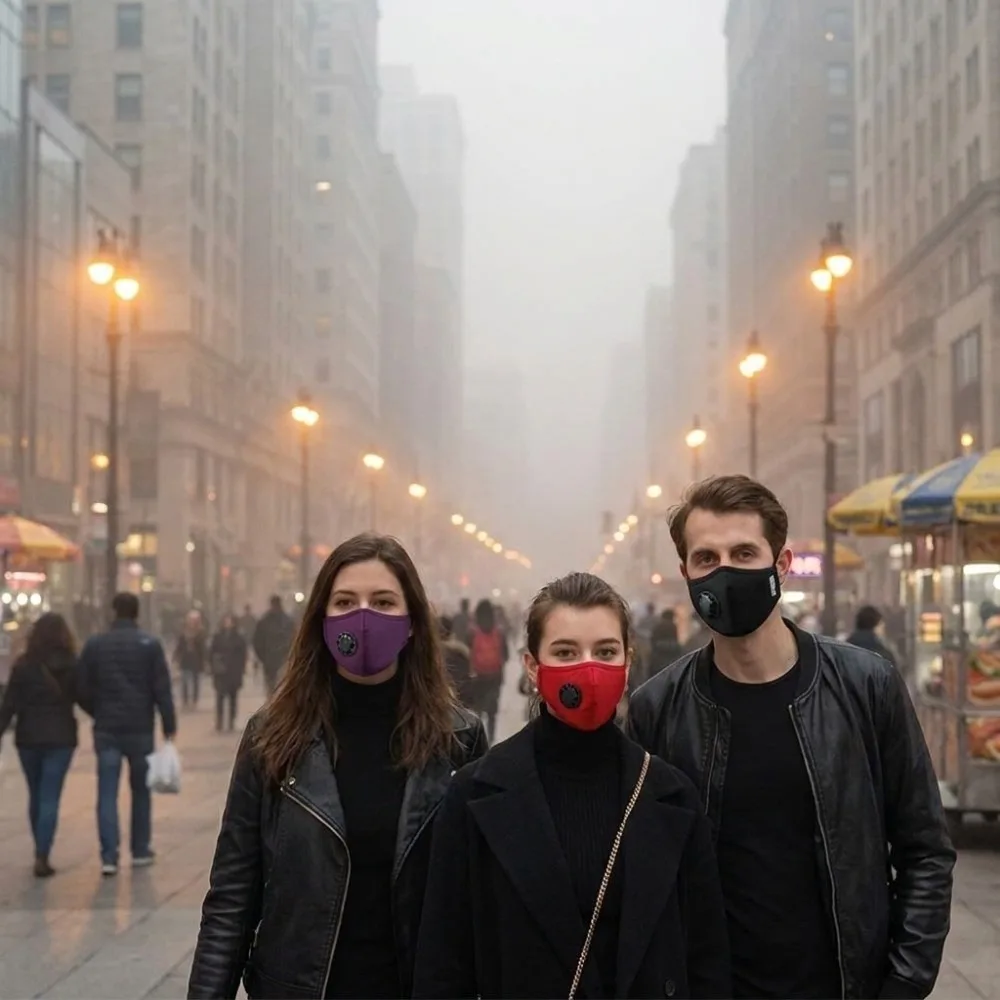 Fashion Windproof Face Mask Filter Pluggable Gasket Cycling Protective Mask Breathable Anti Fog Breathing Valve Mask Outdoor